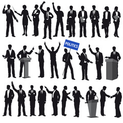 Silhouettes of People: Politicians, Businessmen, Social Life