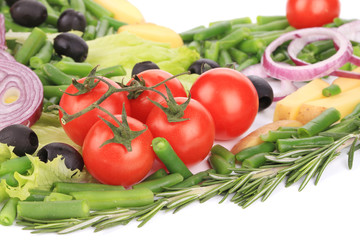 Closeup of various vegetables.