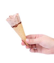 Hand with ice cream.
