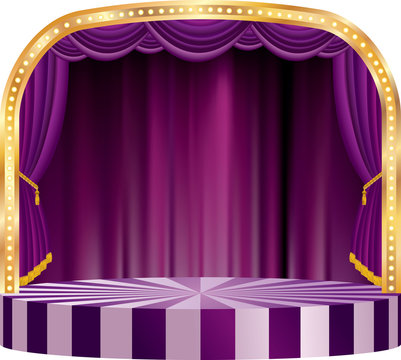 big purple round stage