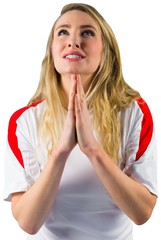 Fototapeta premium Nervous football fan in white