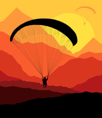 Paragliding vector background landscape concept vector