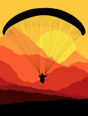 Paragliding vector background landscape concept vector