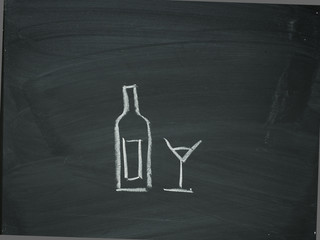 Flasche Glas Tafel Kreide