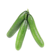 Three ripe cucumbers.
