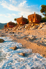 Bungalow on the beach, summer relaxation.