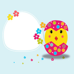 Happy easter greeting card and chick vector