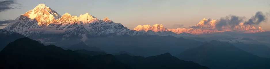 Stickers pour porte Dhaulagiri Soirée vue panoramique sur le mont et l& 39 Annapurna