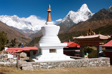 Ama Dablam Lhotse and top of Everest from Tengboche - Nepal
