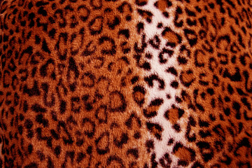 Red leopard print fur pattern - fabric