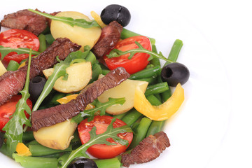 Salad with beef fillet.