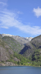 Fototapeta na wymiar Akrafjord, Fjord, Mittelgebirge, Sommer, Norwegen