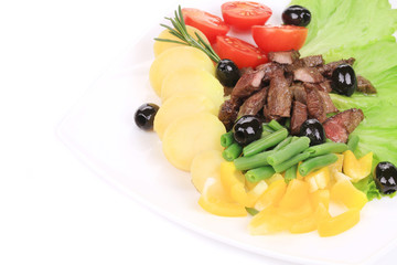 Salad with beef fillet and potatoes.