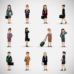 Business Women Isolated On Gray Background
