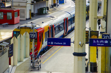 Naklejka premium A train at a platform, Waterloo Station, London