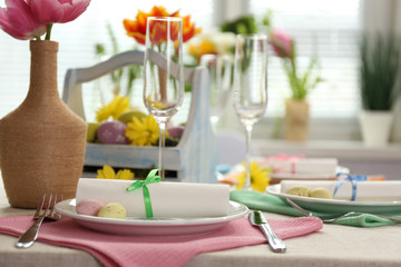 Beautiful holiday Easter table setting
