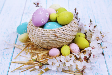 Easter composition with flowering branches