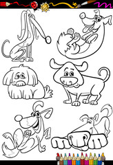 cartoon dogs set for coloring book