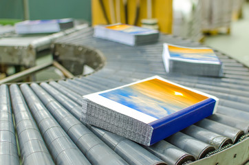 Book, magazine, production line into press plant house