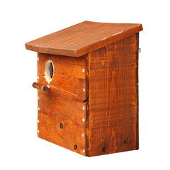 Nest box made of wood isolated on white background