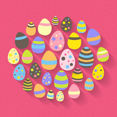 Easter eggs icon set on a pink