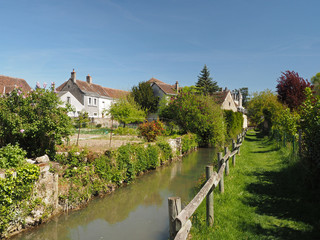 Fototapeta na wymiar Montresor village, grass path along the Indrois France
