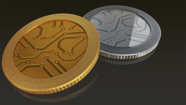 The digital currency gold silver coin