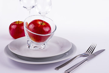 Apples on table laid for celebration