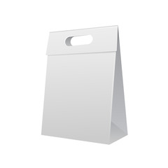 Paper Bag Package Folded, Close, Grayscale With Handle