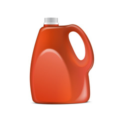 Red Plastic Jerrycan On White Background Isolated