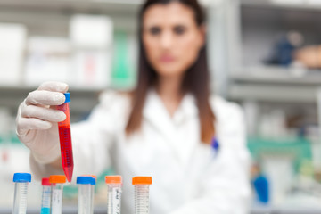 Female scientist doing a test in a laboratory