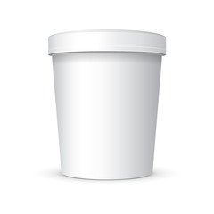 White Food Plastic Tub Bucket Container For Dessert