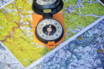 Open compass on the map