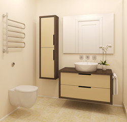 Modern bathroom interior.