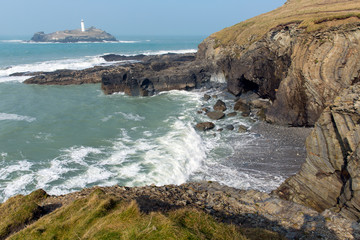 Fototapeta na wymiar Cornish coast Godrevy St Ives Bay Cornwall England UK