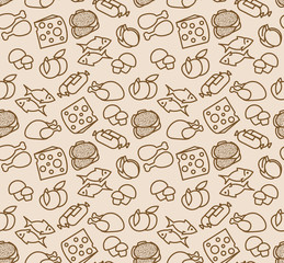Abstract seamless pattern with food.
