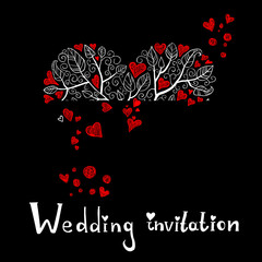 Wedding Invitation with Hearts Tree