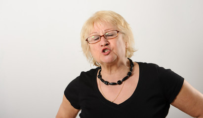 Woman speaking / explaining something.