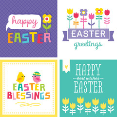 set of cute hipster easter cards
