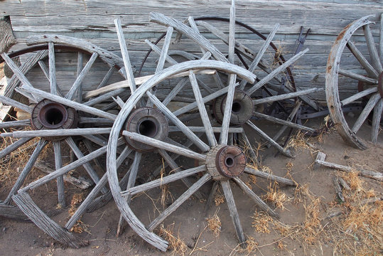 Old broken wood wheels