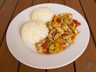 Chicken meat with rice