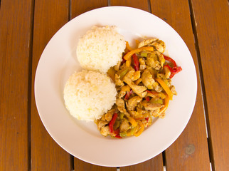 Chicken meat with rice