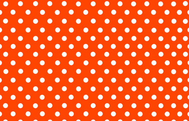 the white polka dot with orange red background