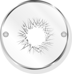 Sun Icon on Round Button isolated on white