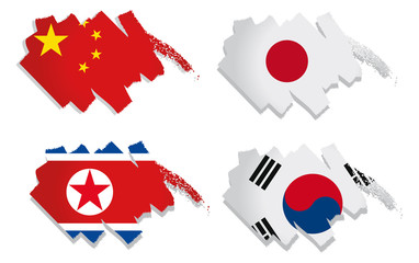 Asia flags vector