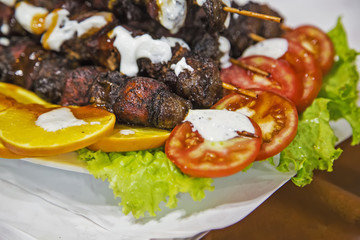 Grilled meat on a skewer