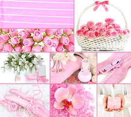 Collage of photos in light pink colors