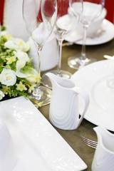 .Ceramic tableware on the table