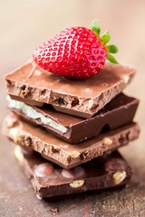 Chocolate stack, mixed, range, strawberry, nuts, marzipan