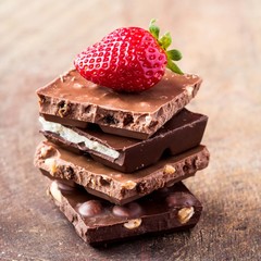 Chocolate stack, mixed, range, strawberry, nuts, marzipan